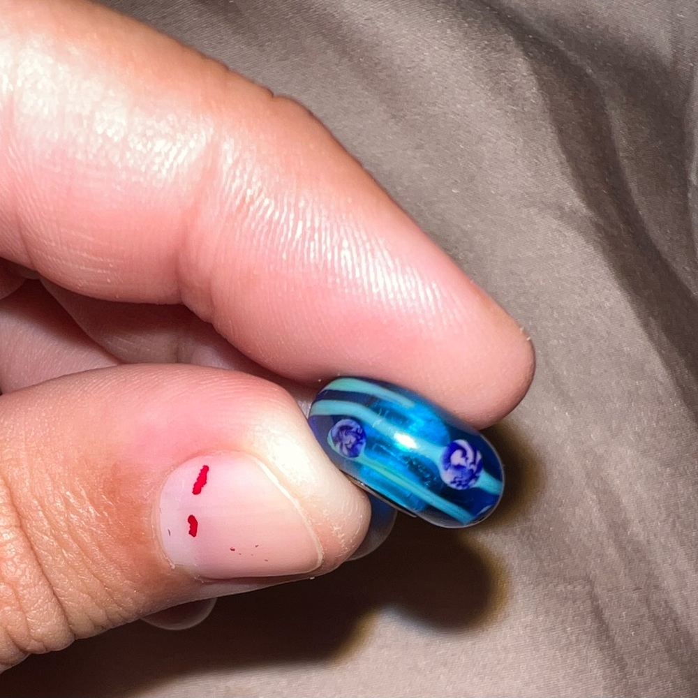 Blue Glass Multicolor Troll Bead